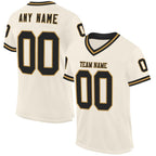 Custom Cream Black-Old Gold Mesh Authentic Throwback Football Jersey photo 1