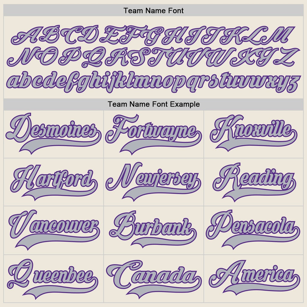 Custom Cream Gray-Purple Hockey Lace Neck Jersey photo 3