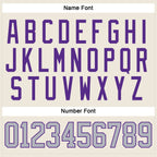 Custom Cream Gray-Purple Hockey Lace Neck Jersey photo 4