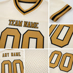 Custom Cream Old Gold-Black Mesh Authentic Throwback Football Jersey detail