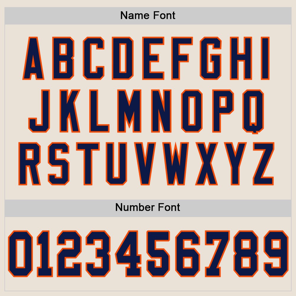 Custom Cream Navy-Orange Mesh Authentic Throwback Football Jersey photo 3