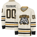 Custom Cream Black-Old Gold Hockey Jersey photo 2