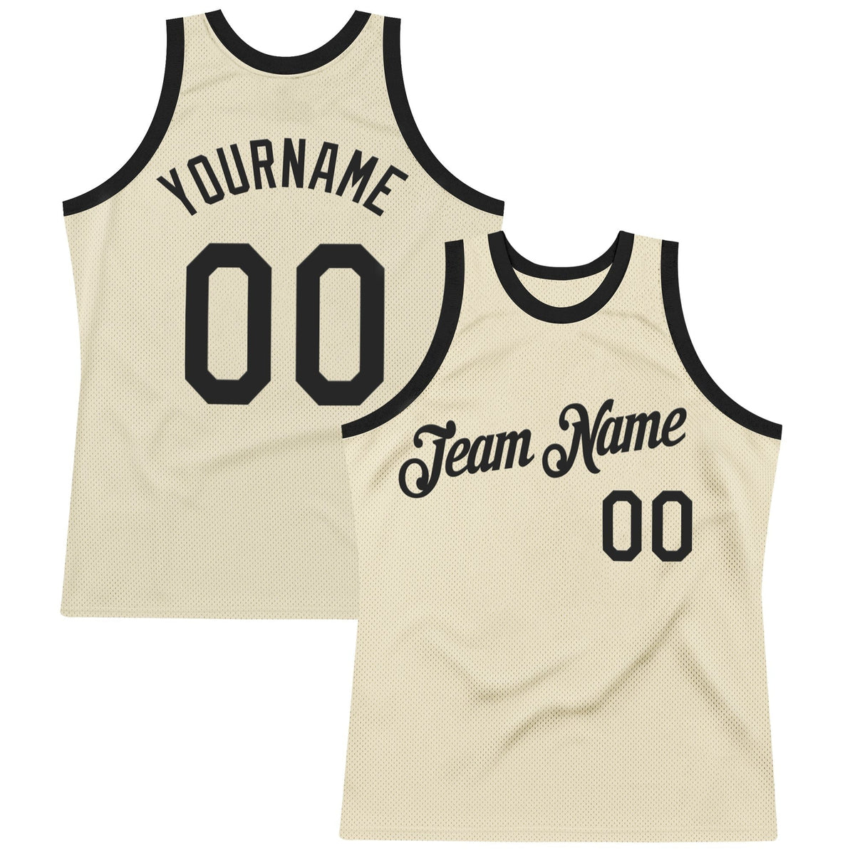 Custom Cream Black Authentic Throwback Basketball Jersey