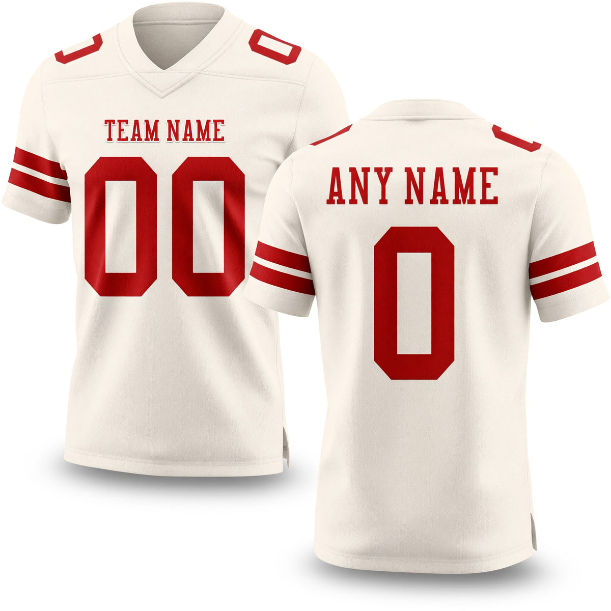 Custom Cream Red Authentic Football Jersey