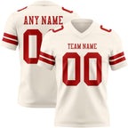 Custom Cream Red Authentic Football Jersey photo 1
