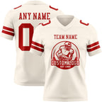 Custom Cream Red Authentic Football Jersey photo 2