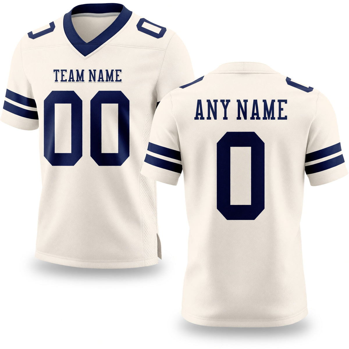 Custom Cream Navy Authentic Football Jersey
