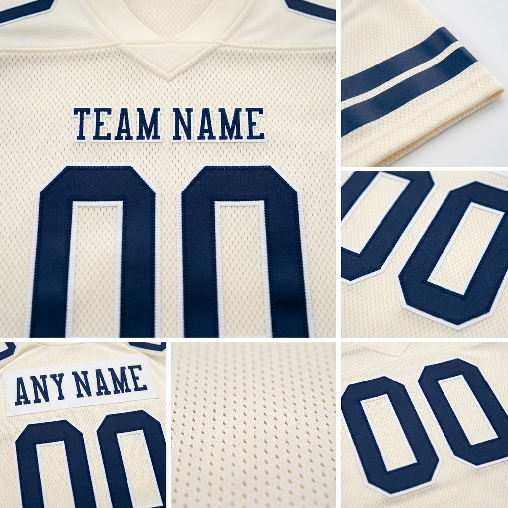 Custom Cream Navy Authentic Football Jersey detail