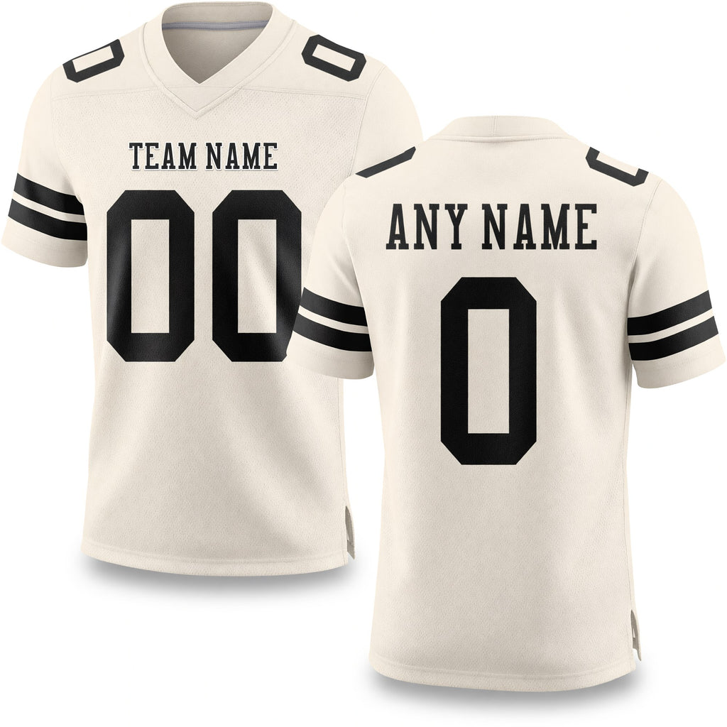 Custom Cream Black Authentic Football Jersey