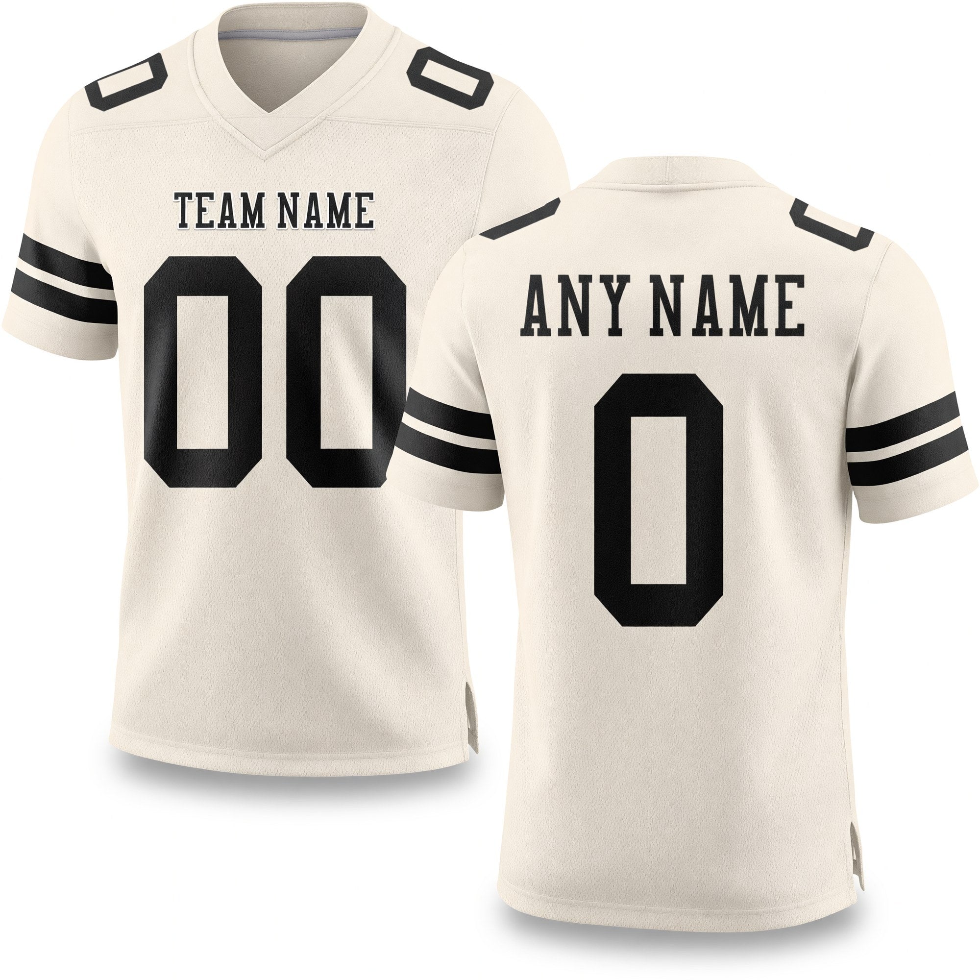Custom Cream Black Authentic Football Jersey