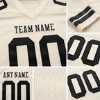 Custom Cream Black Authentic Football Jersey detail