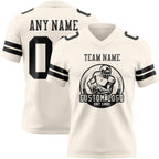 Custom Cream Black Authentic Football Jersey photo 2