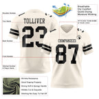 Custom Cream Black Authentic Football Jersey photo 3