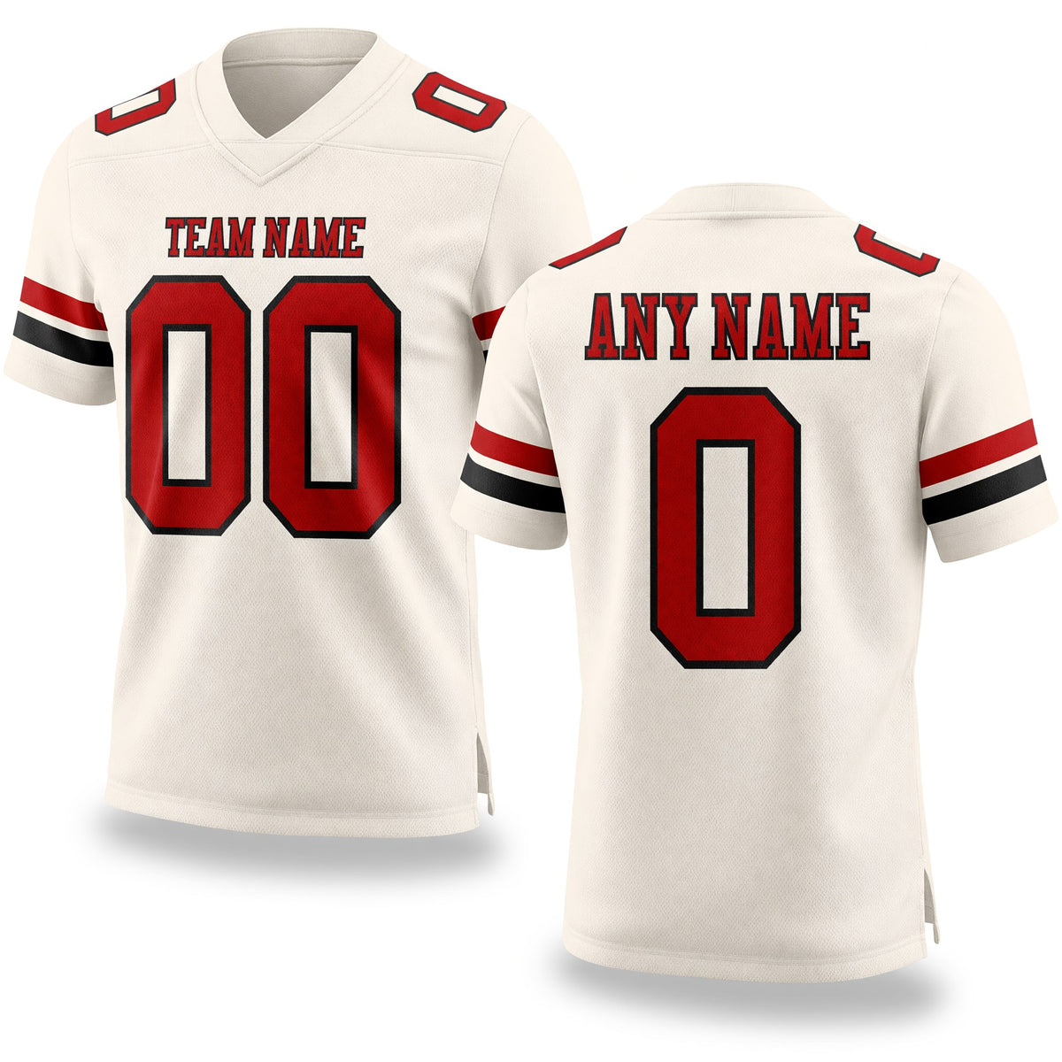 Custom Cream Red-Black Authentic Football Jersey