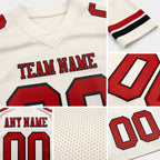 Custom Cream Red-Black Authentic Football Jersey detail