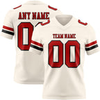 Custom Cream Red-Black Authentic Football Jersey photo 1