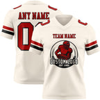 Custom Cream Red-Black Authentic Football Jersey photo 2
