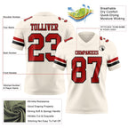 Custom Cream Red-Black Authentic Football Jersey photo 3