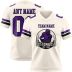 Custom Cream Purple-Black Authentic Football Jersey photo 2