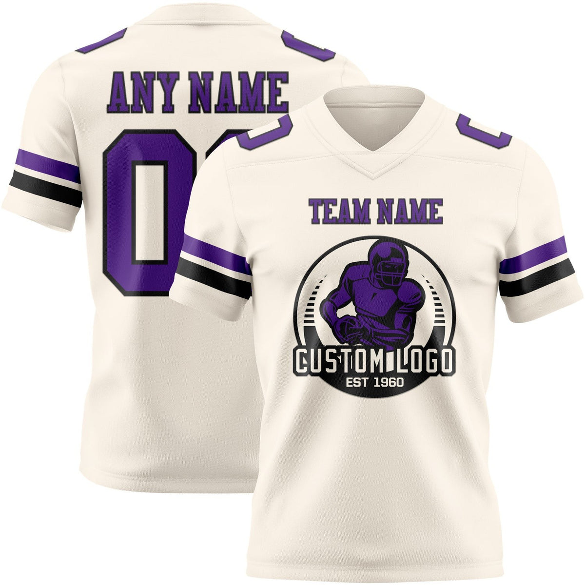 Custom Cream Purple-Black Authentic Football Jersey photo 2