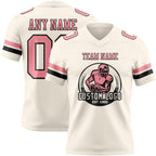 Custom Cream Medium Pink-Black Authentic Football Jersey photo 2