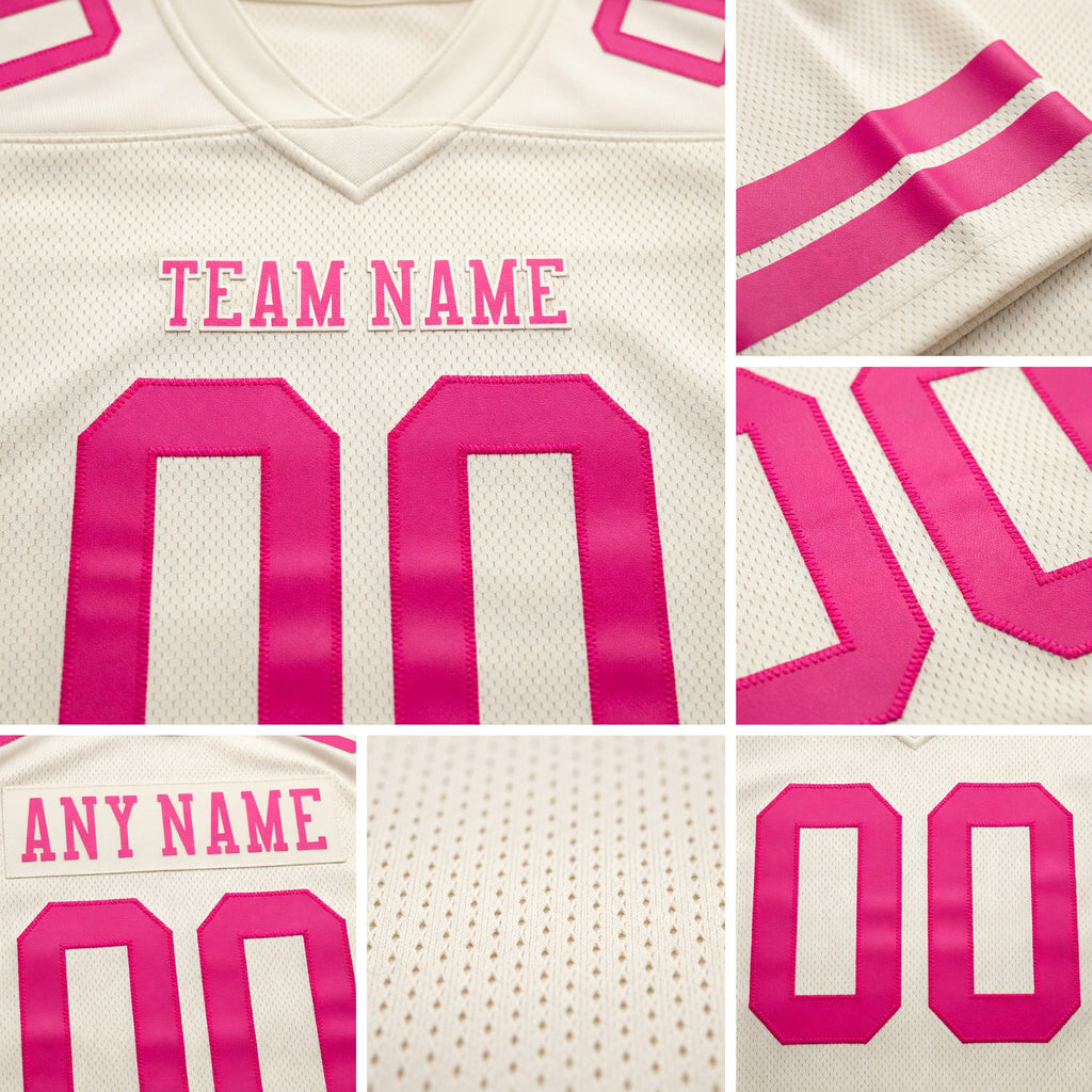 Custom Cream Pink Authentic Football Jersey detail