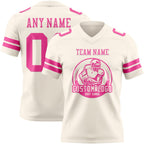 Custom Cream Pink Authentic Football Jersey photo 2