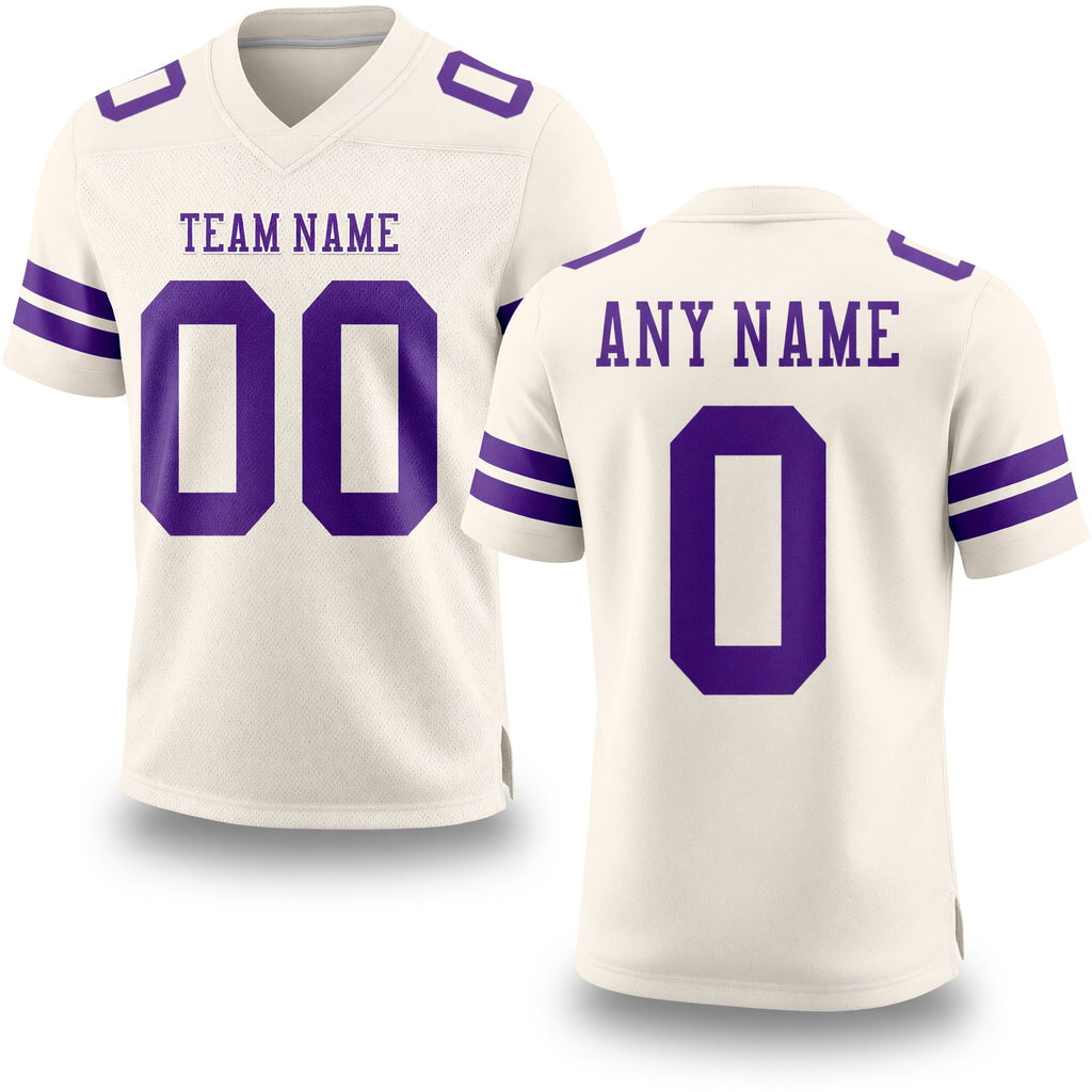 Custom Cream Purple Authentic Football Jersey