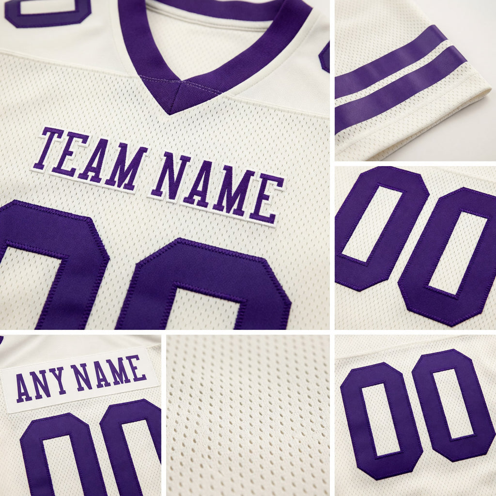Custom Cream Purple Authentic Football Jersey detail
