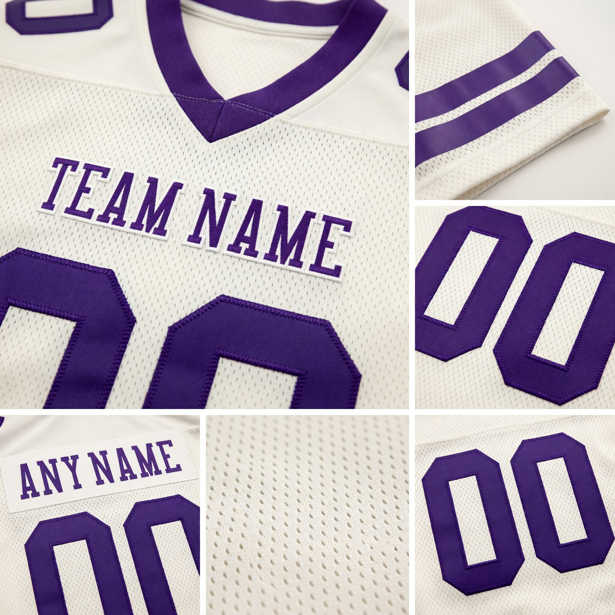 Custom Cream Purple Authentic Football Jersey detail