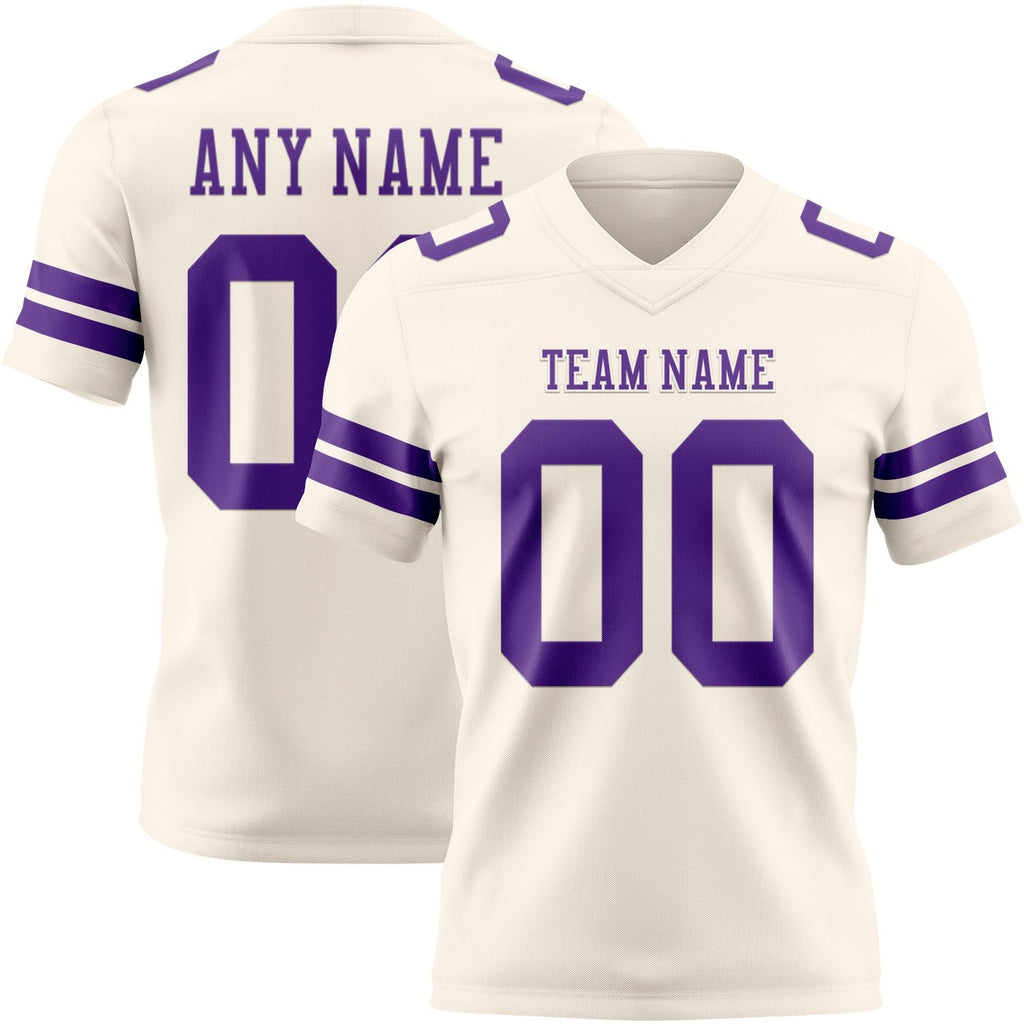 Custom Cream Purple Authentic Football Jersey photo 1