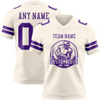 Custom Cream Purple Authentic Football Jersey photo 2