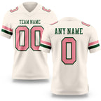 Custom Cream Medium Pink-Green Authentic Football Jersey