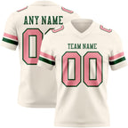 Custom Cream Medium Pink-Green Authentic Football Jersey photo 1