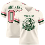Custom Cream Medium Pink-Green Authentic Football Jersey photo 2