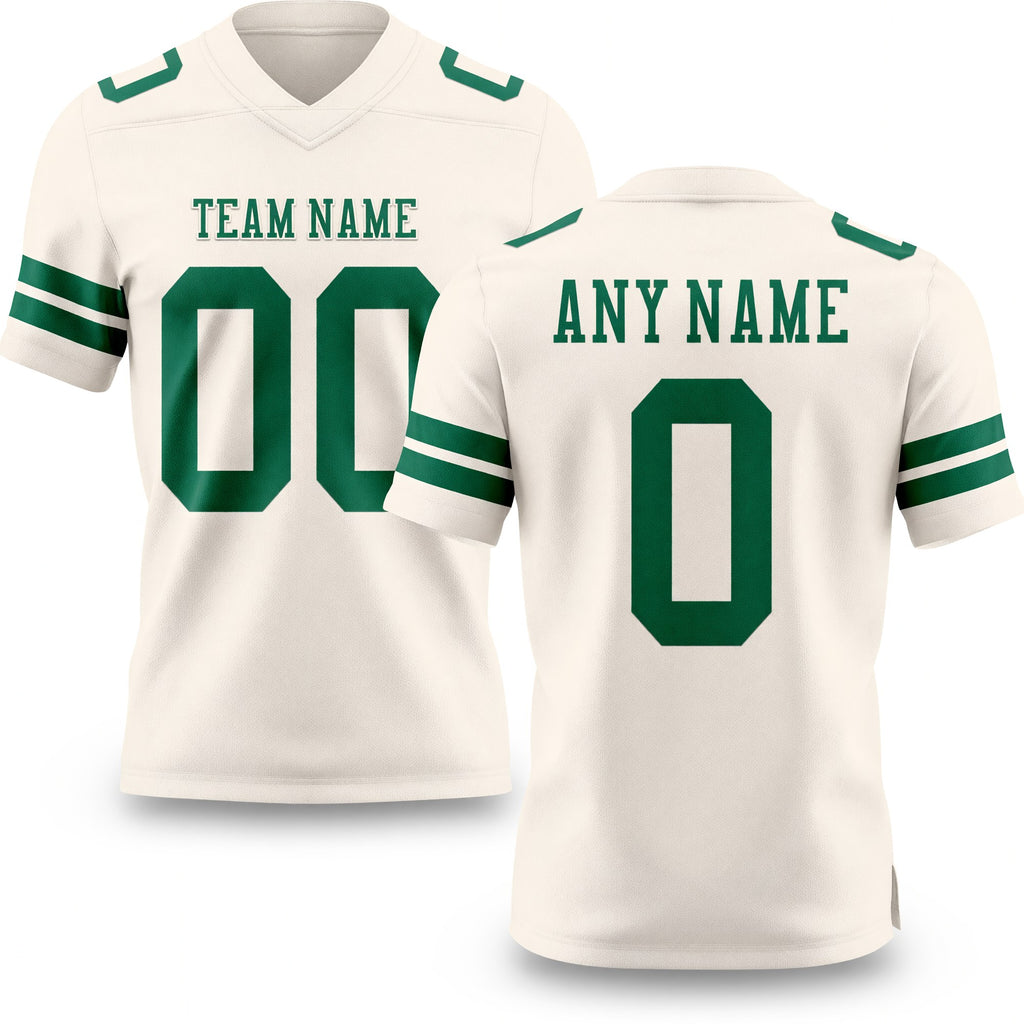 Custom Cream Kelly Green Authentic Football Jersey