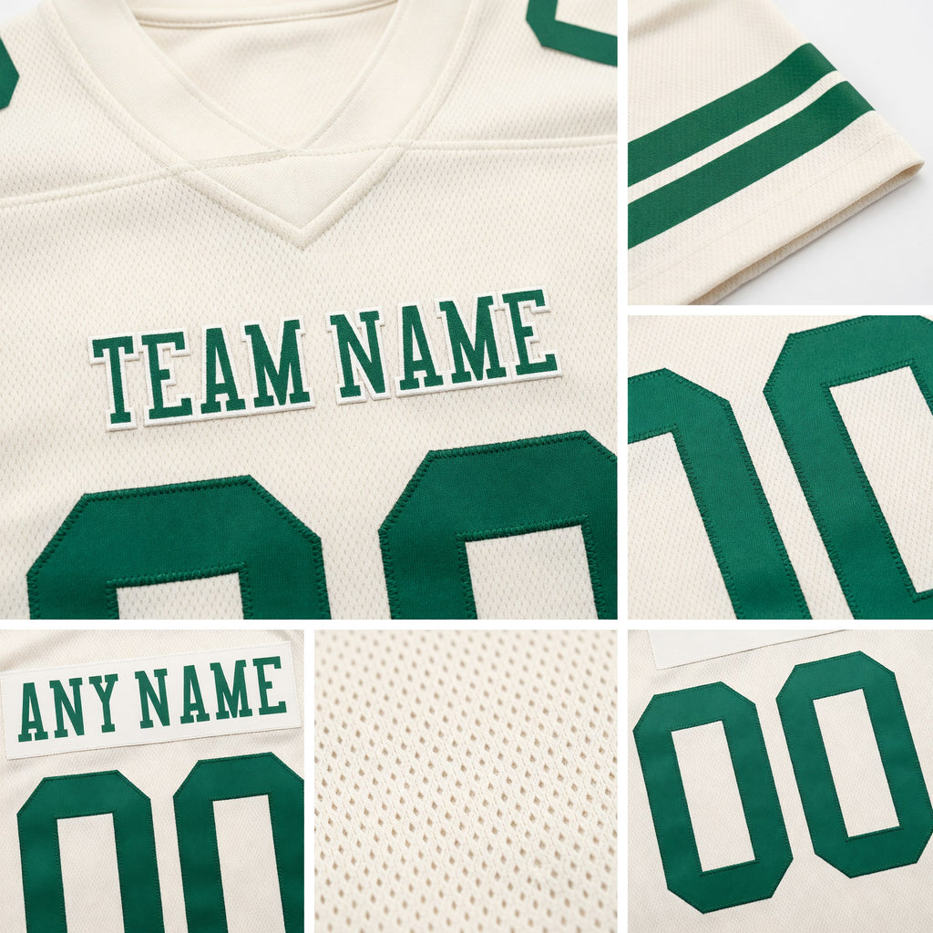 Custom Cream Kelly Green Authentic Football Jersey detail