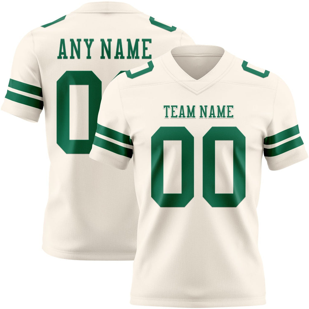 Custom Cream Kelly Green Authentic Football Jersey photo 1