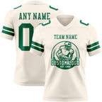 Custom Cream Kelly Green Authentic Football Jersey photo 2