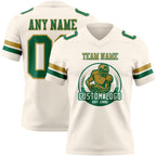 Custom Cream Kelly Green-Old Gold Authentic Football Jersey photo 2