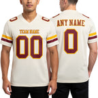 Custom Cream Crimson-Gold Authentic Football Jersey worn front and back