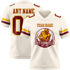 Custom Cream Crimson-Gold Authentic Football Jersey photo 2