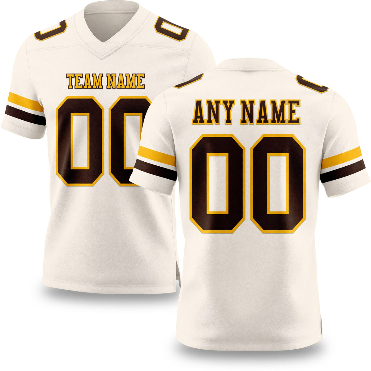 Custom Cream Brown-Gold Authentic Football Jersey