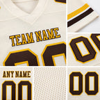 Custom Cream Brown-Gold Authentic Football Jersey detail