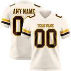 Custom Cream Brown-Gold Authentic Football Jersey photo 1