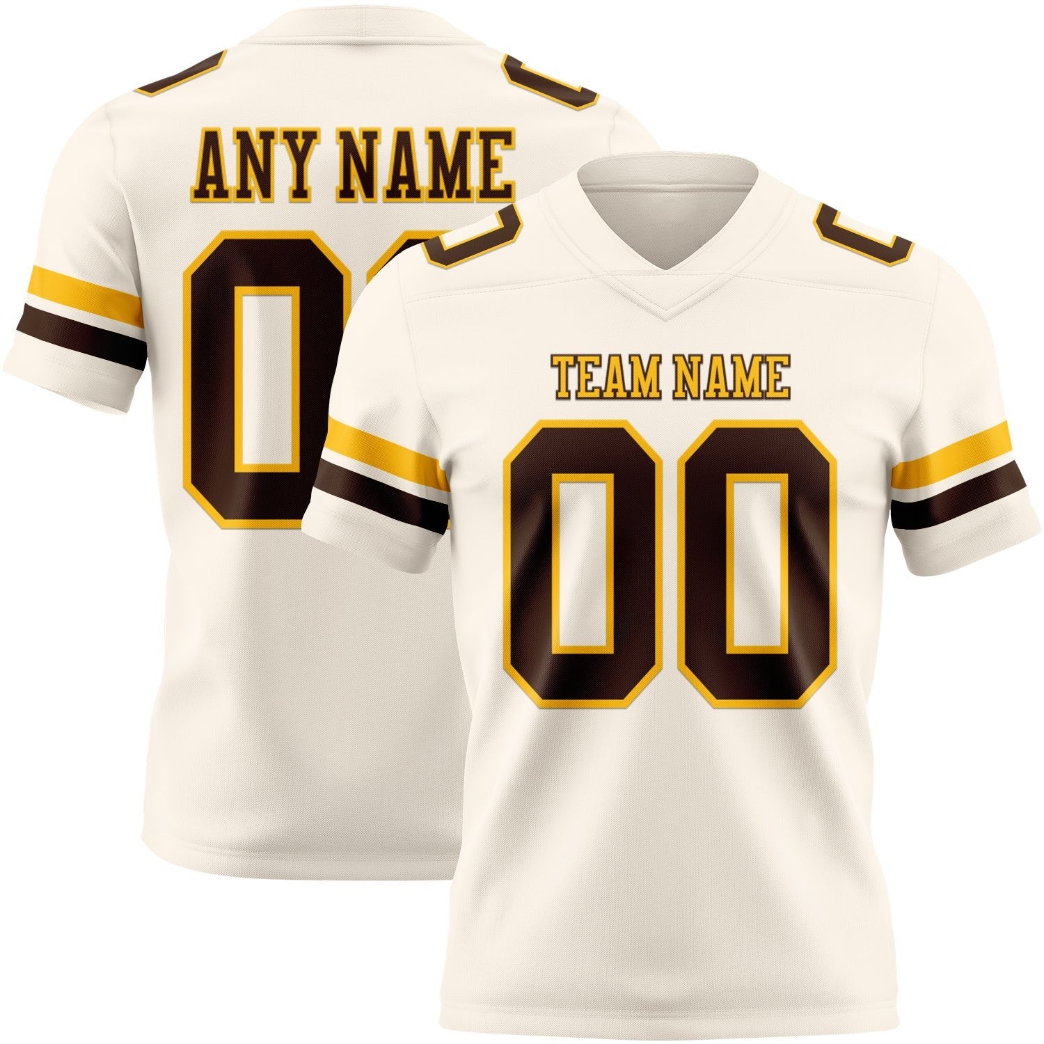 Custom Cream Brown-Gold Authentic Football Jersey photo 1