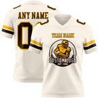Custom Cream Brown-Gold Authentic Football Jersey photo 2