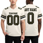 Custom Cream Olive-Black Authentic Football Jersey worn front and back