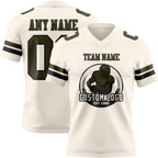 Custom Cream Olive-Black Authentic Football Jersey photo 2