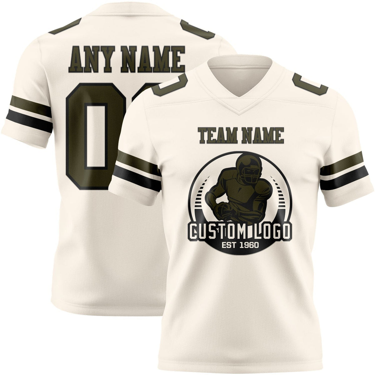Custom Cream Olive-Black Authentic Football Jersey photo 2